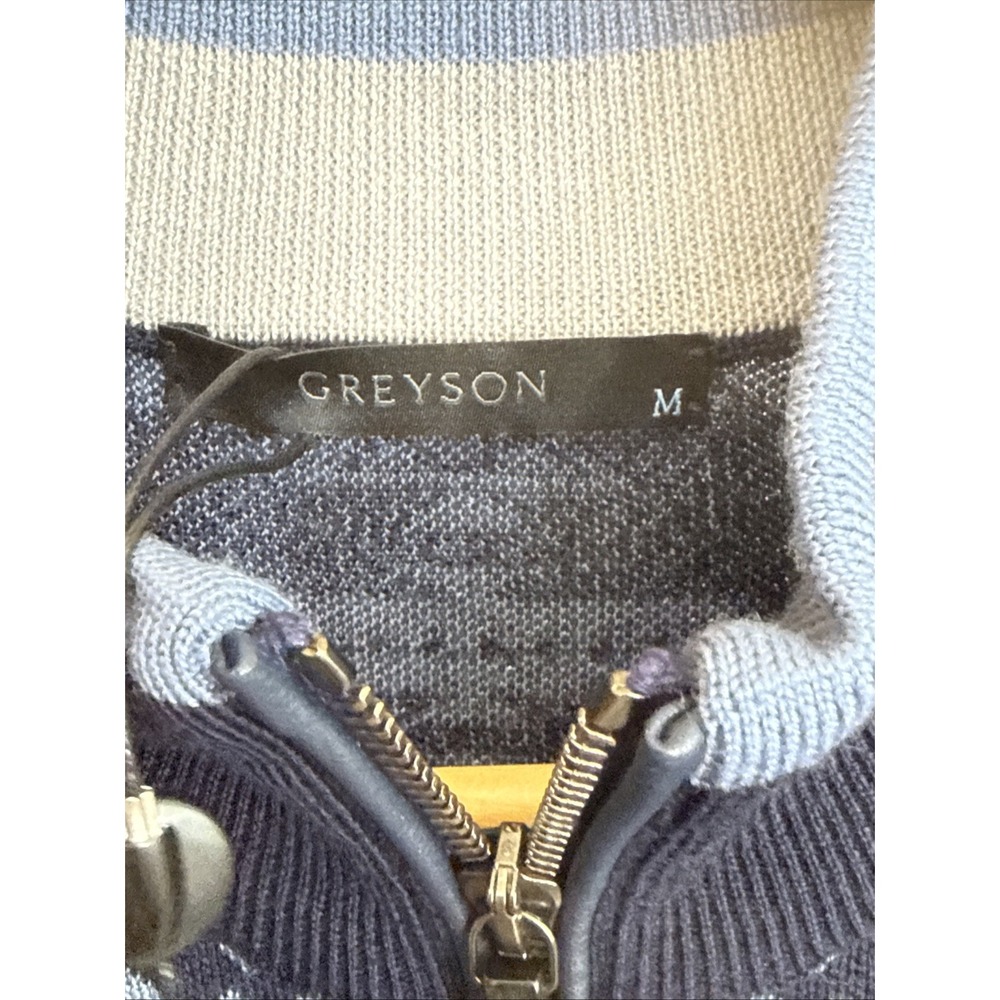 Greyson Wolf Fair Isle Quarter Zip Sweater Men's Medium Blue Winter Golf NWT - Picture 5 of 9